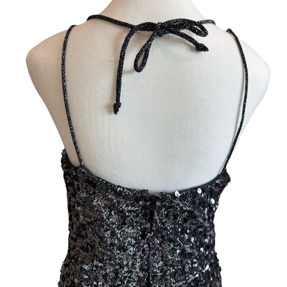Norman Berg Vintage Maxi Sequin Dress Women's Black Sleeveless Evening Black Tie - Picture 13 of 16